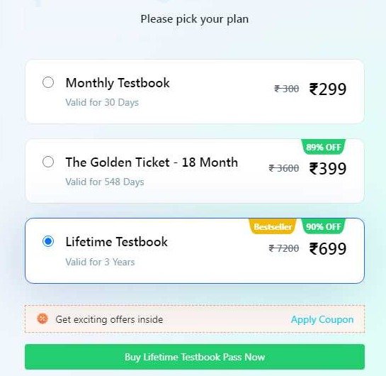 Get Testbook Coupon Code 89% + Extra 15% OFF on Test Pass