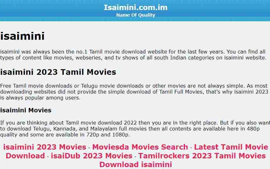 Isaimini Tamil Movies